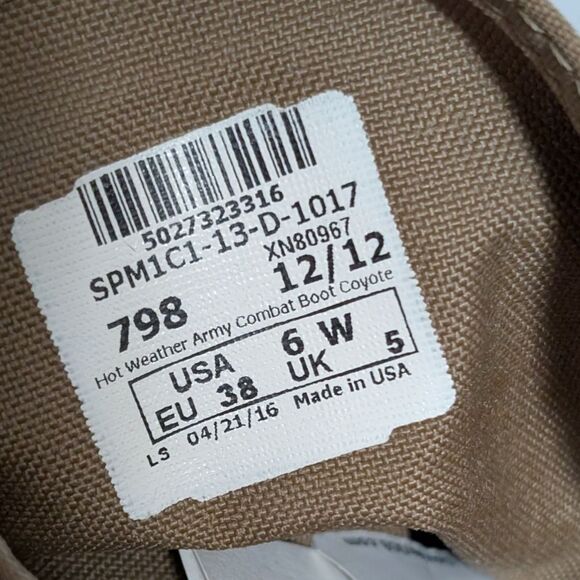 NWT Military Tan Desert Hot Weather Combat Boot Men's 6W Women's 38 Tactical - Picture 2 of 11